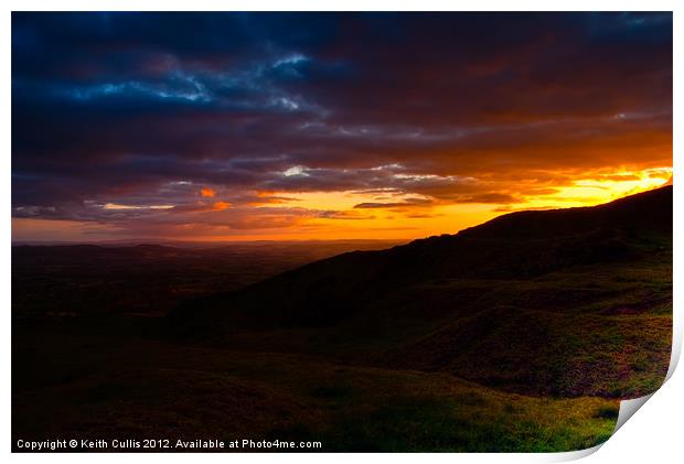 Sunset On Clee Hill Print by Keith Cullis