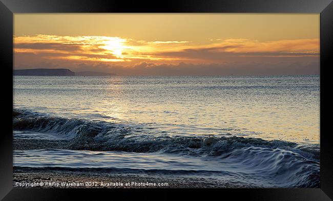 Wave and a sunrise Framed Print by Phil Wareham