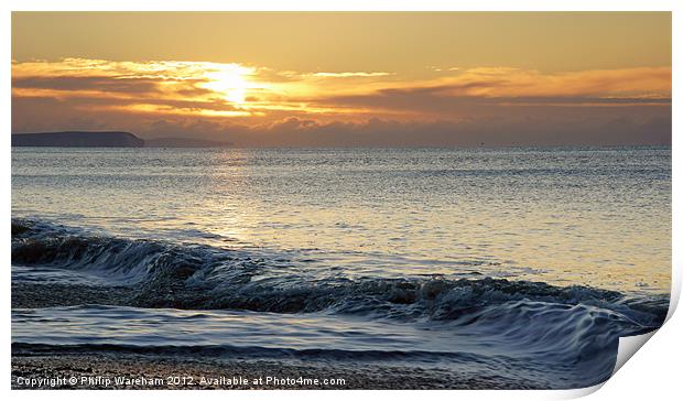 Wave and a sunrise Print by Phil Wareham
