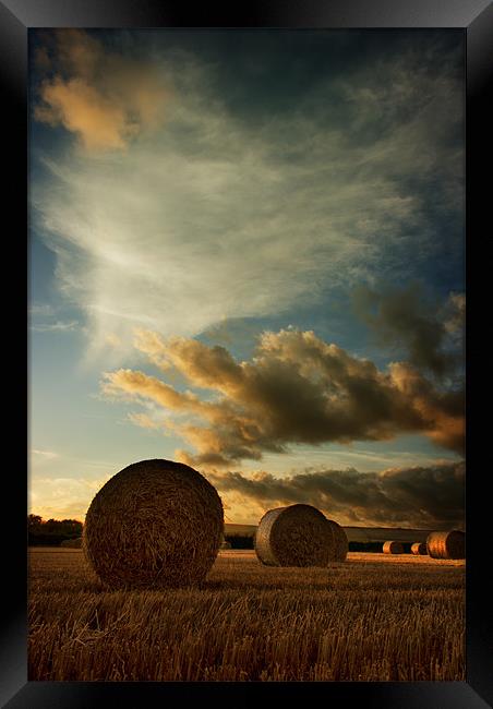 Straw Bales Sunset Framed Print by Dave Wilkinson North Devon Ph