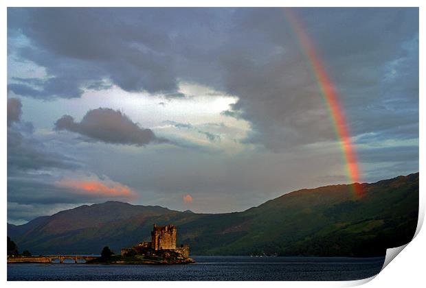 Rainbow over Eilean Donan Print by Thomas Schaeffer