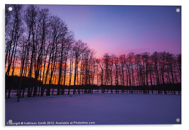 Sunset in winter landscape Acrylic by Kathleen Smith (kbhsphoto)