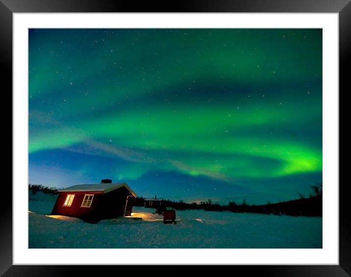 Swirling Aurora Northern Lights Framed Mounted Print by mark humpage