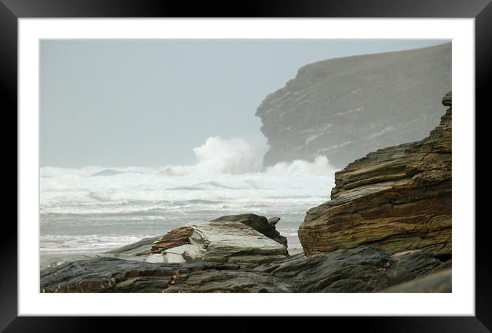 Background wave Framed Mounted Print by Michelle O'Shea