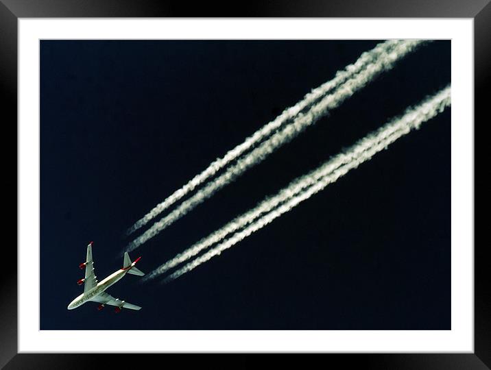 Virgin Atlantic Jumbo soars over Exmoor Framed Mounted Print by Mike Gorton