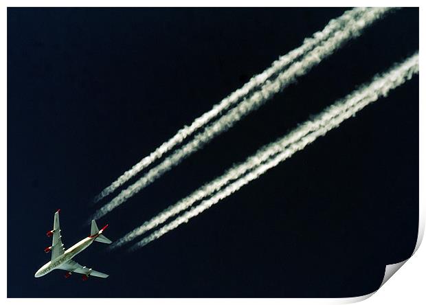 Virgin Atlantic Jumbo soars over Exmoor Print by Mike Gorton