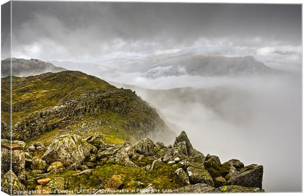 Crinkle Crags in the Clouds Canvas Print by David Lewins (LRPS)