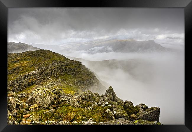 Crinkle Crags in the Clouds Framed Print by David Lewins (LRPS)