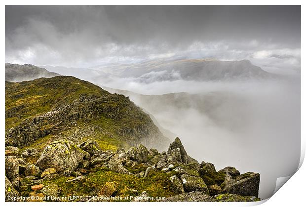 Crinkle Crags in the Clouds Print by David Lewins (LRPS)