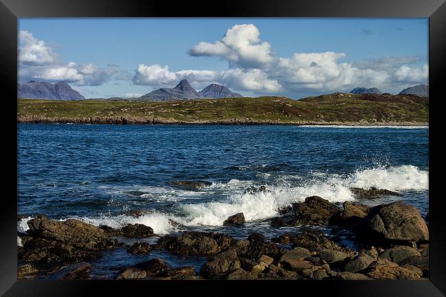 Sea and Mountains at Achnahaird Framed Print by Jacqi Elmslie