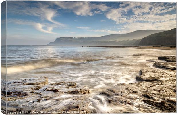 Robin Hoods Bay Breakers Canvas Print by Chris Frost