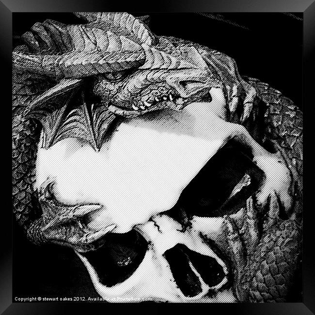 Dragon and skull Framed Print by stewart oakes