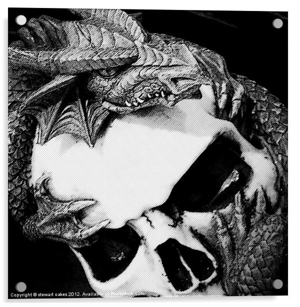 Dragon and skull Acrylic by stewart oakes