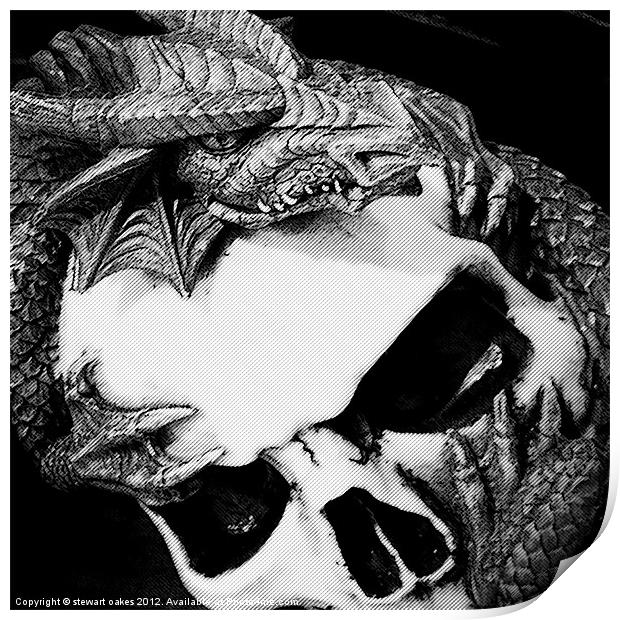 Dragon and skull Print by stewart oakes