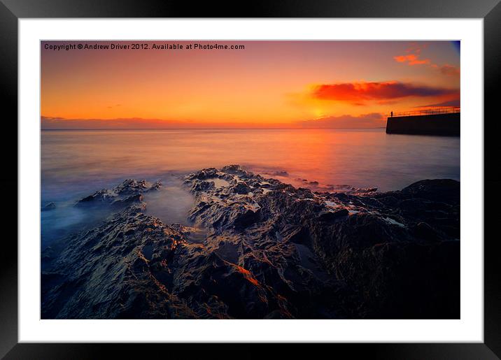 Rock pool sunset Framed Mounted Print by Andrew Driver