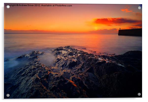 Rock pool sunset Acrylic by Andrew Driver