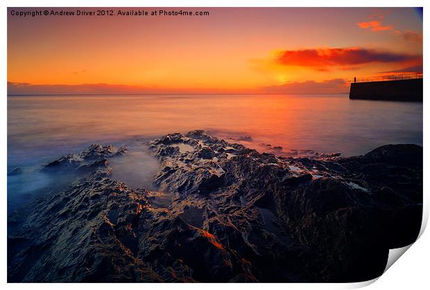 Rock pool sunset Print by Andrew Driver