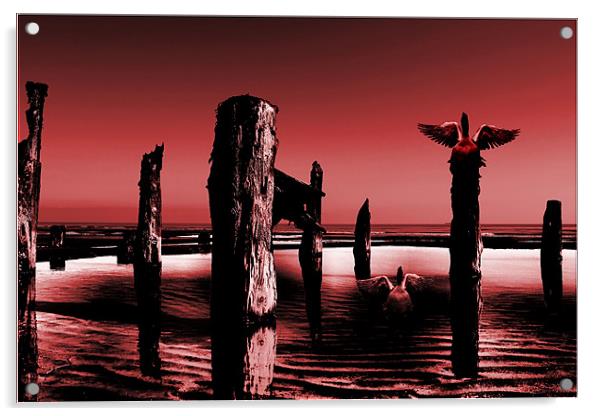 Burgandy Beach Acrylic by Martin Parkinson