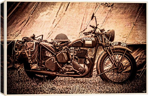 Wartime Motorcycle Canvas Print by Chris Lord