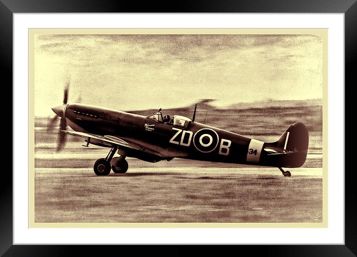 Spitfire Landing Framed Mounted Print by Chris Lord