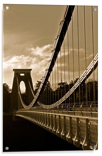 Golden Clifton Bridge Acrylic by Luke Ellen