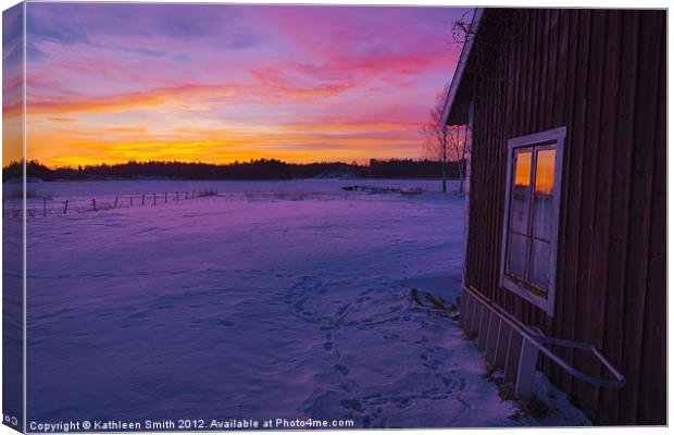 Sunset in winter landscape Canvas Print by Kathleen Smith (kbhsphoto)