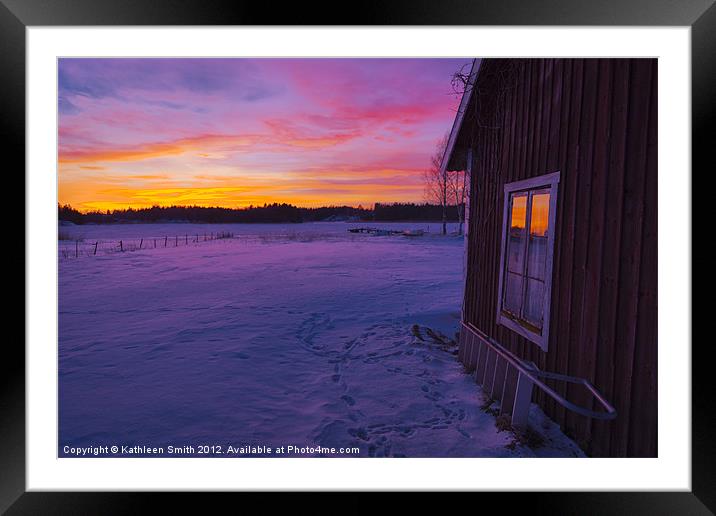 Sunset in winter landscape Framed Mounted Print by Kathleen Smith (kbhsphoto)