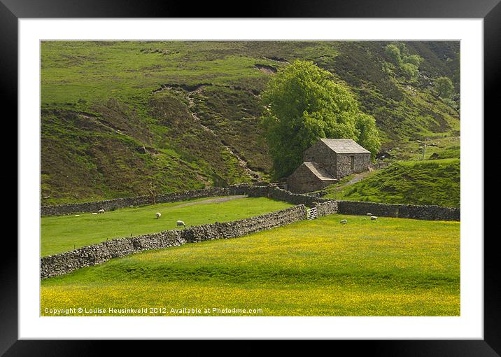 Stone barn in Swaledale Framed Mounted Print by Louise Heusinkveld
