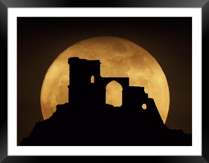 Mow Cop Super Moon Framed Mounted Print by Peter J Bailey
