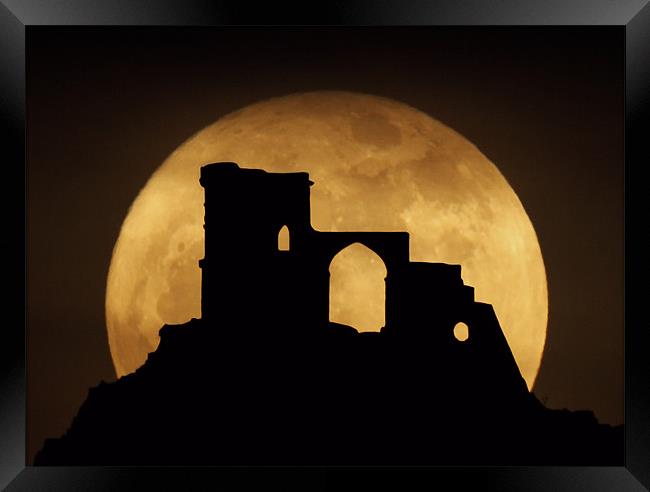Mow Cop Super Moon Framed Print by Peter J Bailey