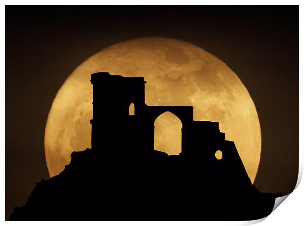 Mow Cop Super Moon Print by Peter J Bailey