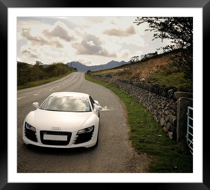 Audi R8 Snowdonia Colour Framed Mounted Print by Roger Cruickshank