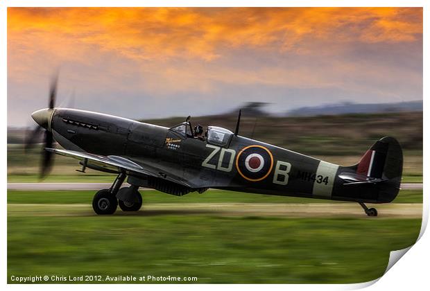Spitfire MH434 Print by Chris Lord