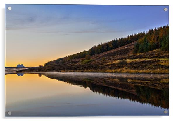 Suilven Sunset across Loch Craggie Scotland Acrylic by Derek Beattie
