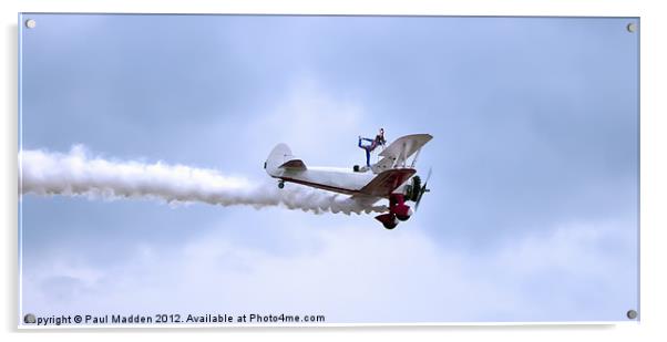 Wingwalker Southport air show Acrylic by Paul Madden