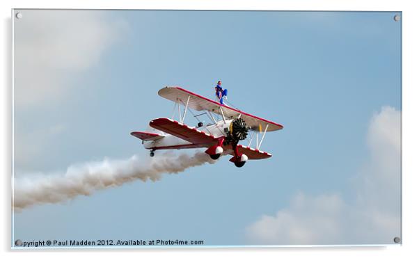 Wingwalker Southport air show 2 Acrylic by Paul Madden