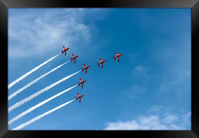 Red Arrows Swan 1 formation Framed Print by Paul Madden