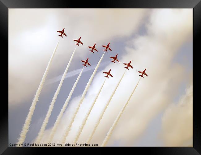 Red Arrows Phoenix Formation Framed Print by Paul Madden