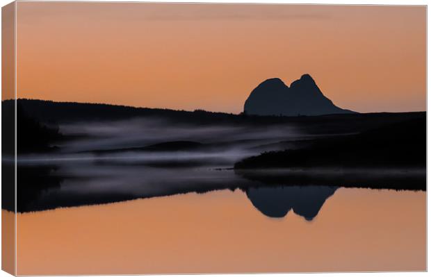 Misty Suilven at Sunset Canvas Print by Derek Beattie