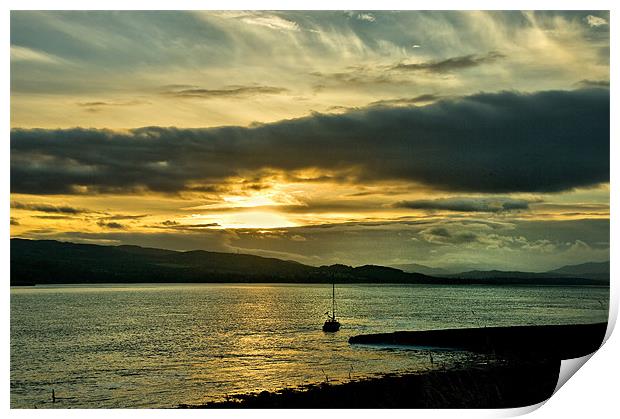 Yacht at Sunset Scotland Print by Jacqi Elmslie