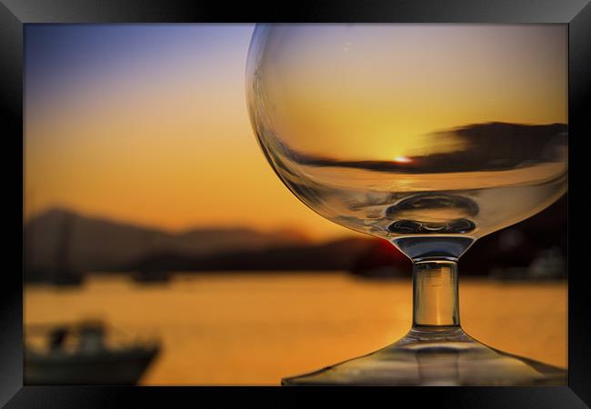 Sunset In a Wine Glass Framed Print by john siryana