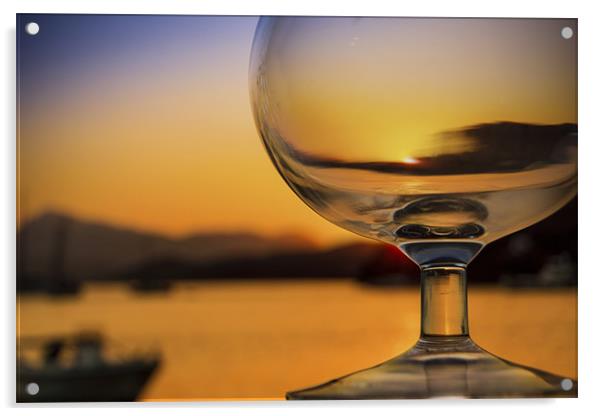 Sunset In a Wine Glass Acrylic by john siryana