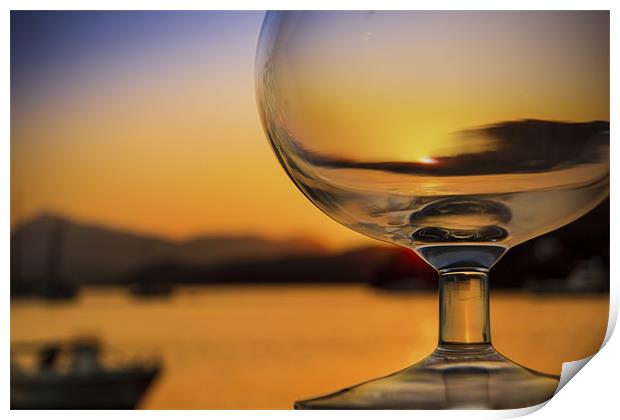 Sunset In a Wine Glass Print by john siryana