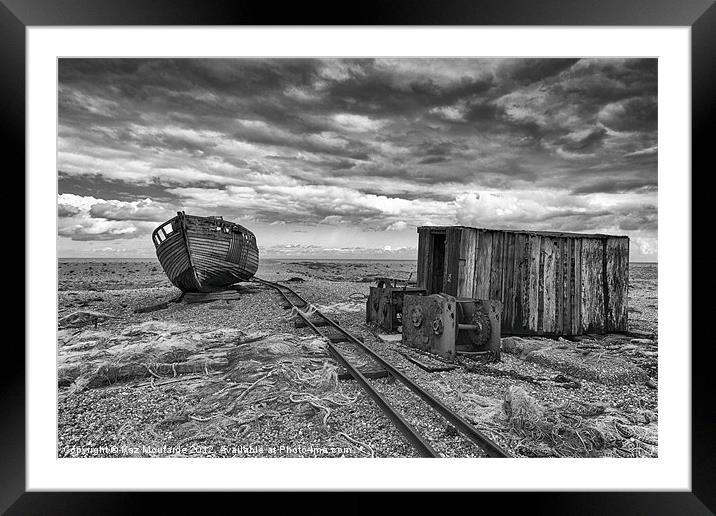 Derelict Fishing Boat and Hut Framed Mounted Print by Kaz Moutarde
