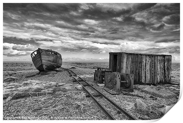 Derelict Fishing Boat and Hut Print by Kaz Moutarde