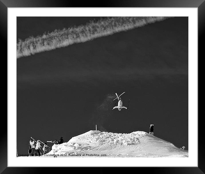 Inverted Cross Up Freestyle Skier Framed Mounted Print by Roger Cruickshank
