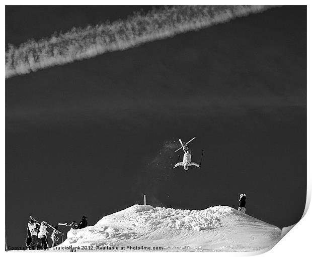 Inverted Cross Up Freestyle Skier Print by Roger Cruickshank