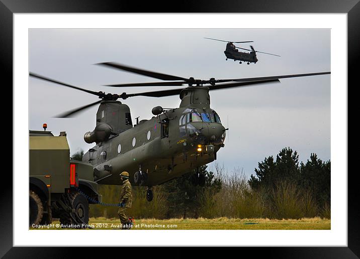 Chinooks at the refueling point Framed Mounted Print by Oxon Images