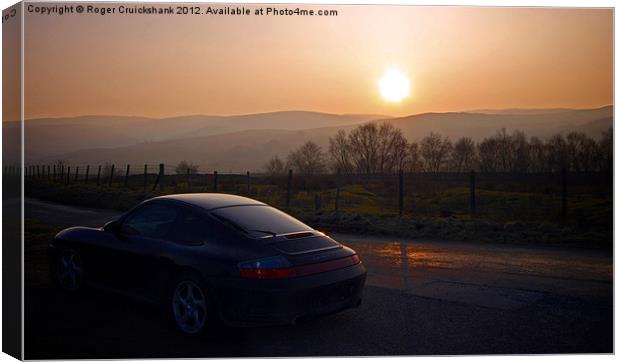 Scottish Sunset with Porsche Canvas Print by Roger Cruickshank