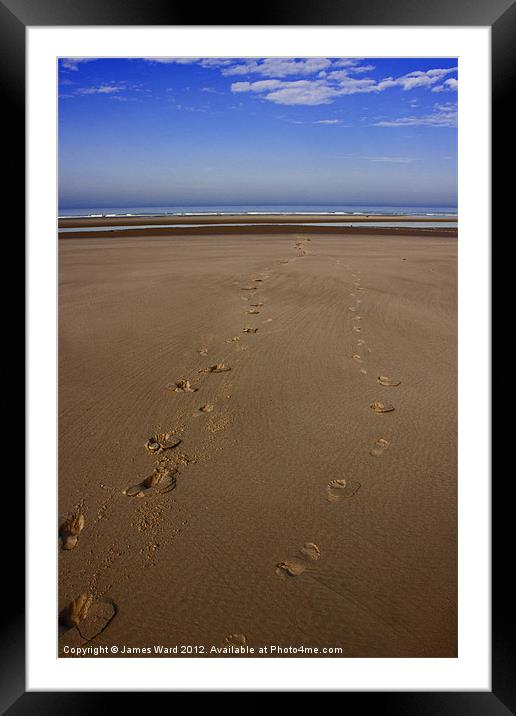 Footsteps on the beach 2 Framed Mounted Print by James Ward